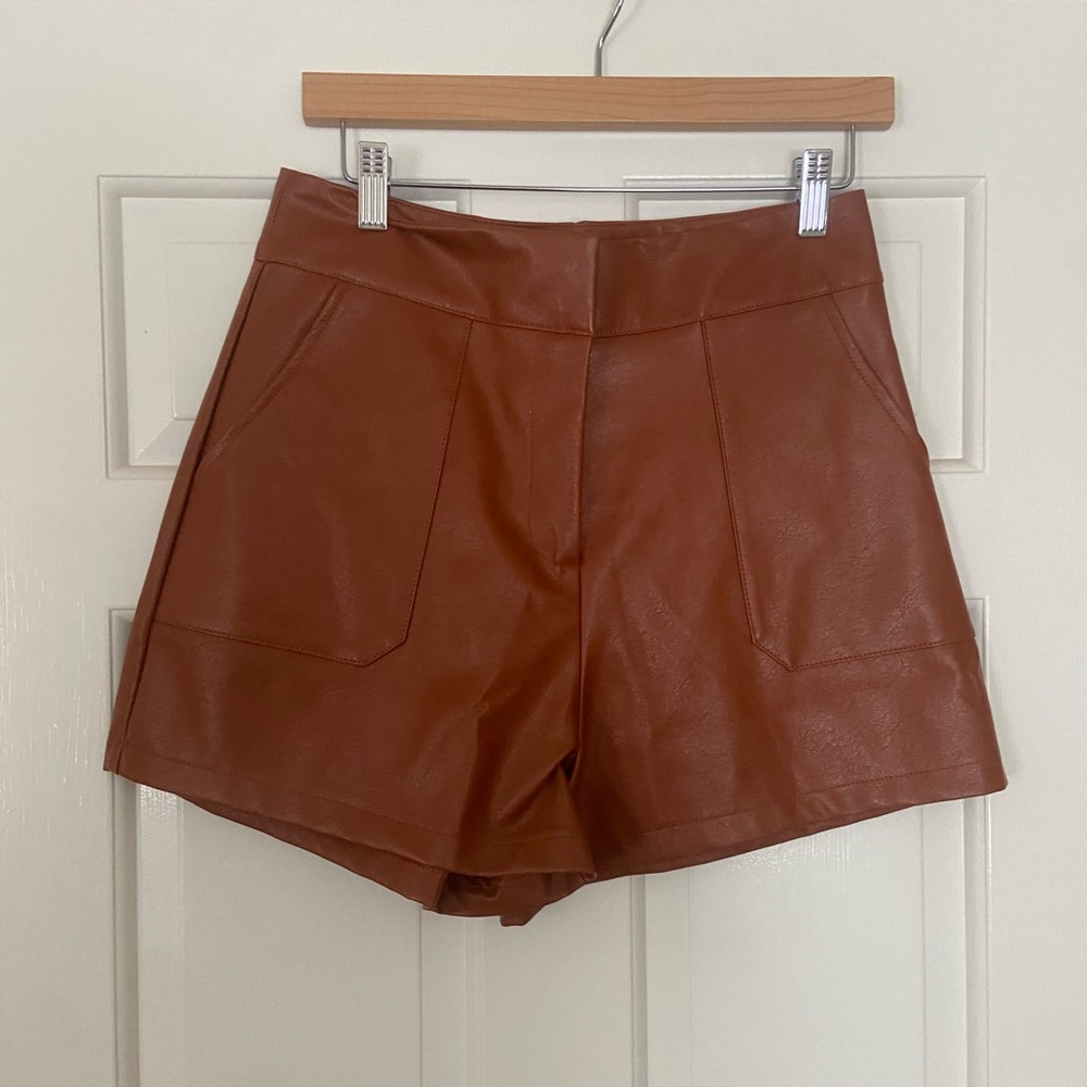 Brown Leather Shorts